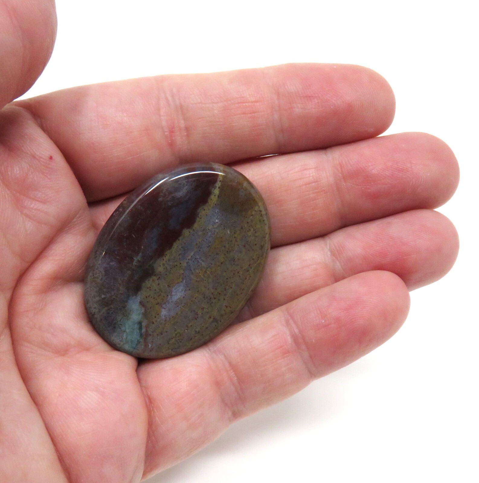 Indian Agate Worry Stone #194- 40mmX30mm or 1.5″x 1″ – 6mm Thick – Pocket Stone
