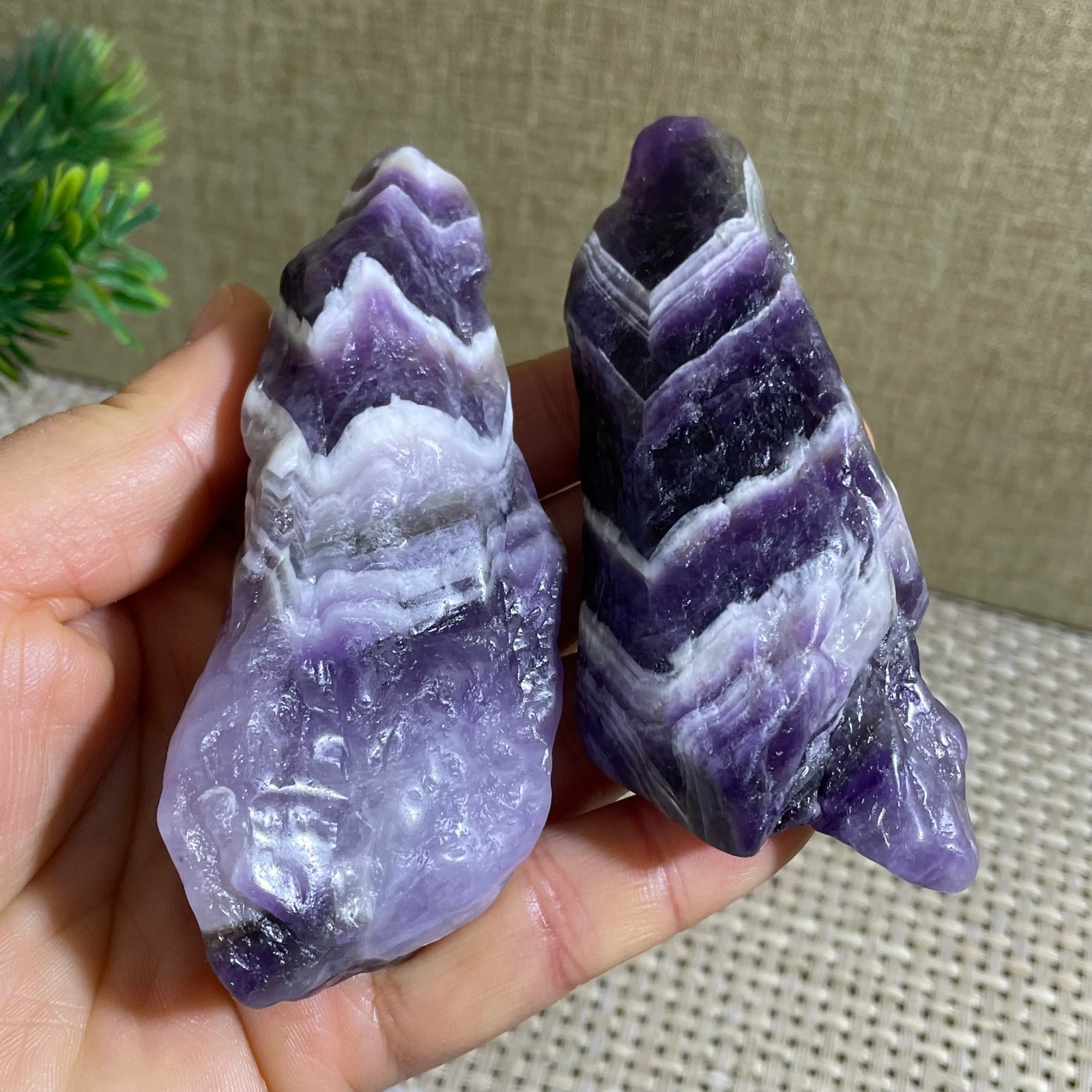 2pcs 189g Natural Dreamy Amethyst Crushed stone crystal Energy Mineral Specimen
