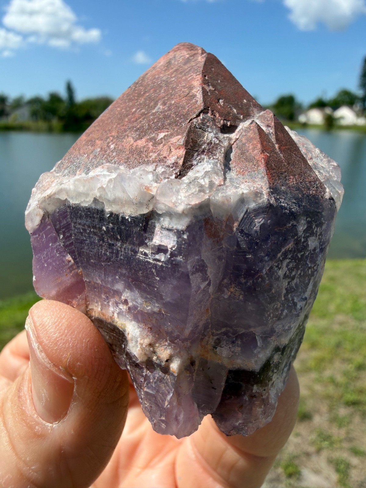 Auralite 23 Crystal Multi Red Cap from Canada 91 grams 2.5″