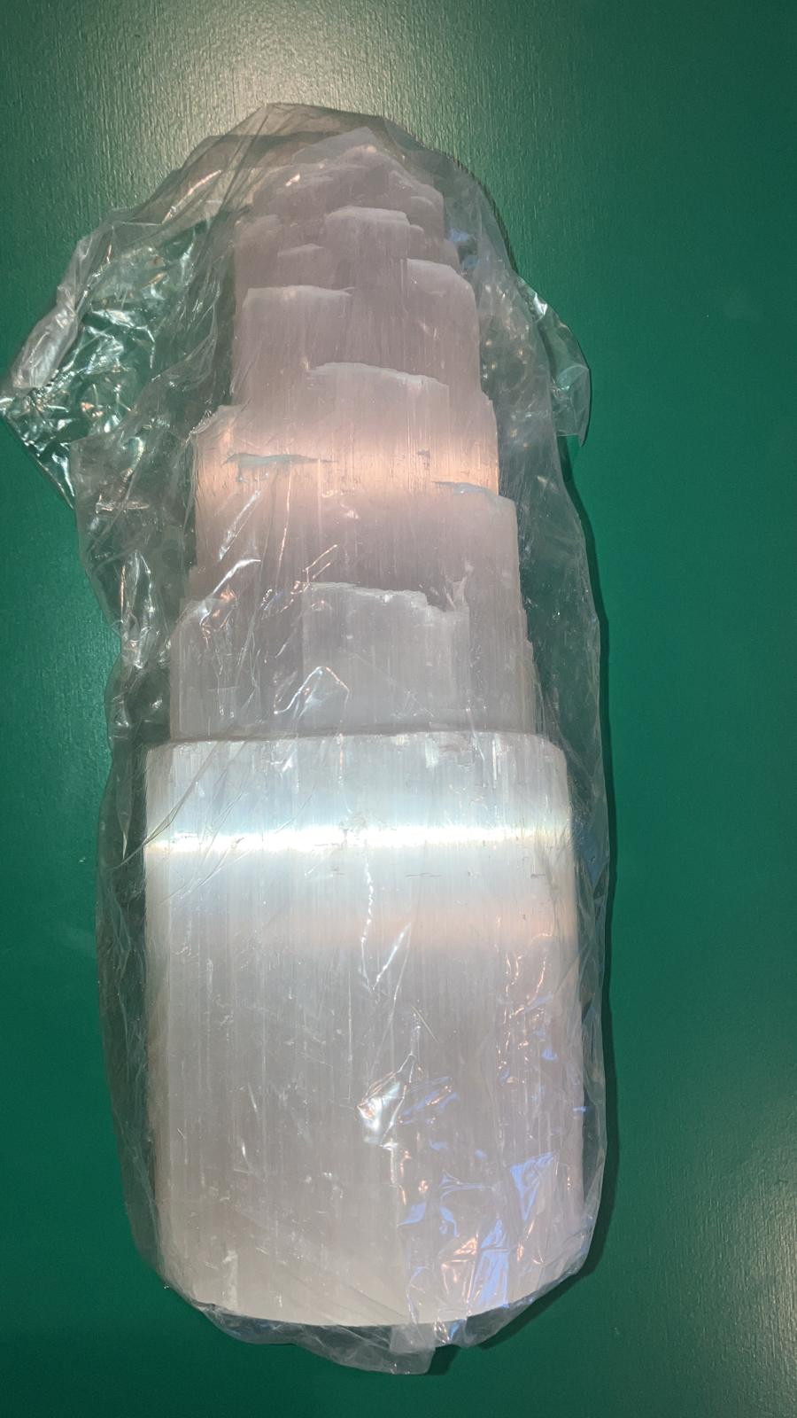 Large SELENITE TOWER Rough 10″ inch Crystal Carved Healing Energy Skyscraper