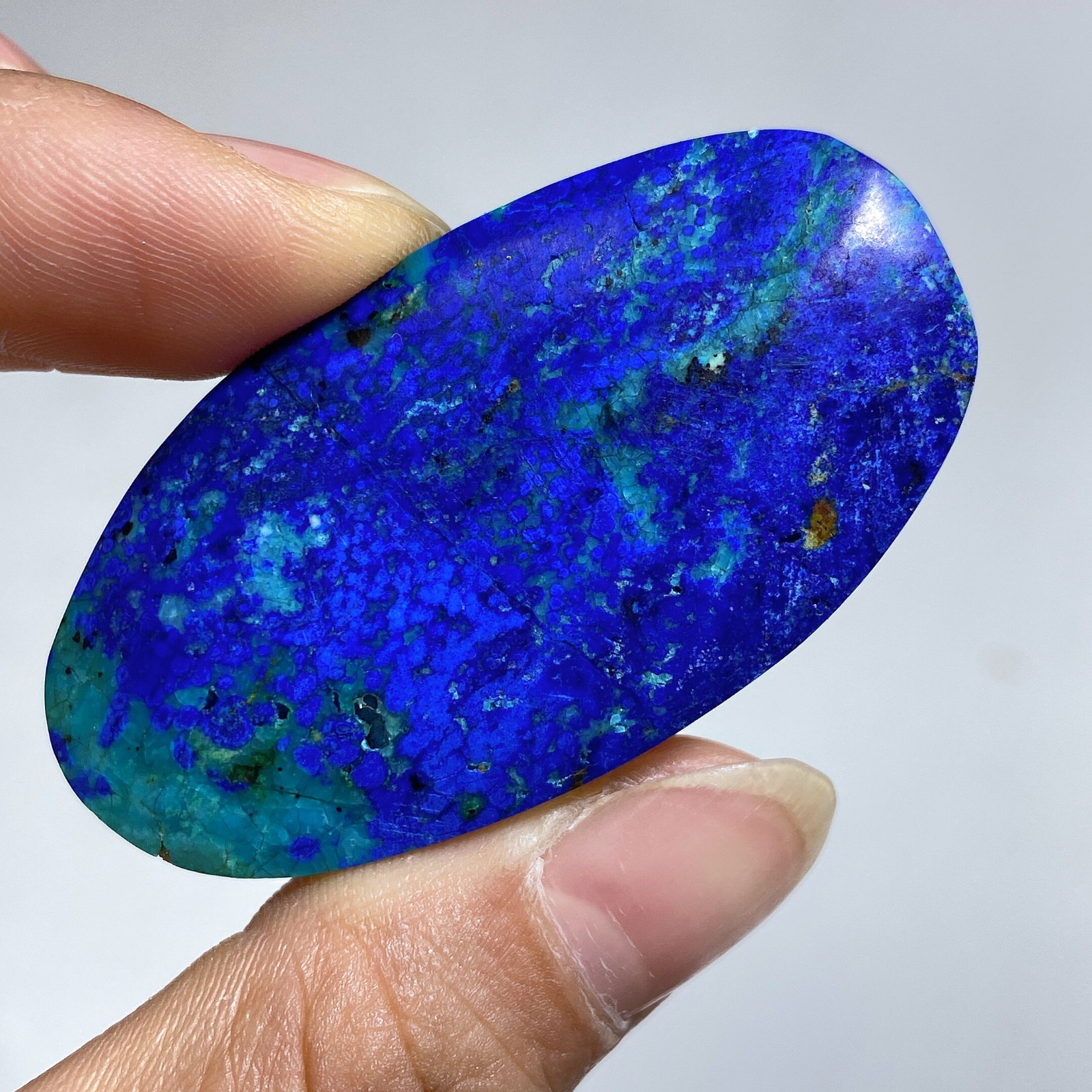 Natural Azurite Malachite Polished Palmstone Cabochon 38g 52mm