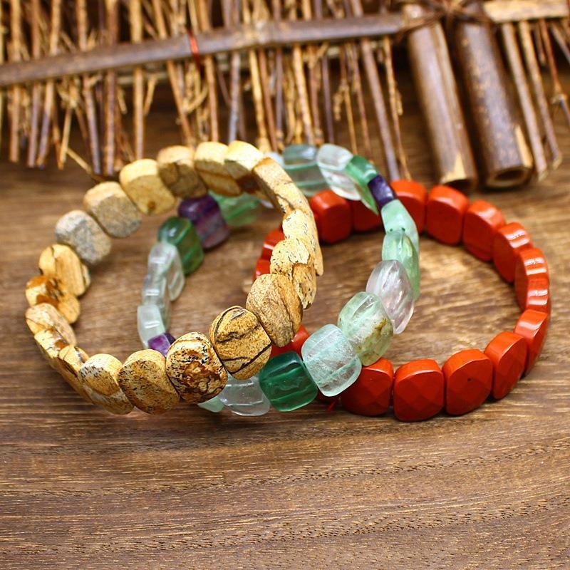 Natural heterosexual crystal healing cut tiger eye stone Indian agate bracelet