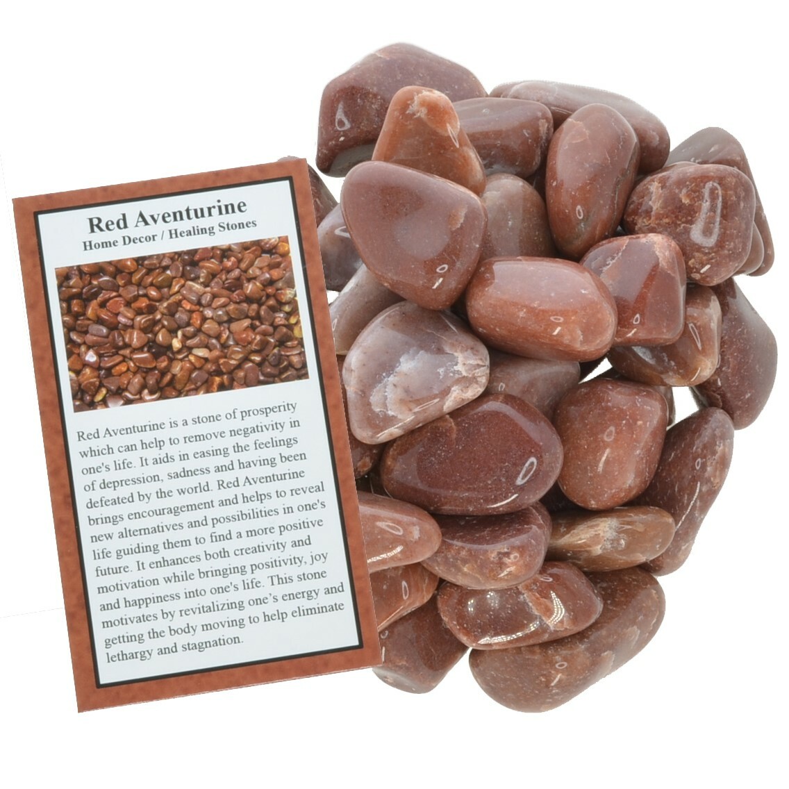 1/2 lb Red Aventurine Tumbled Stones – Grade 1 – Small – 0.75″ to 1.25″ Avg.