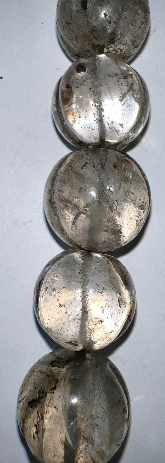 TIBETAN MELON SHAPED CRYSTAL QUARTZ BEAD NECKLACE NEPAL Late 19th century.
