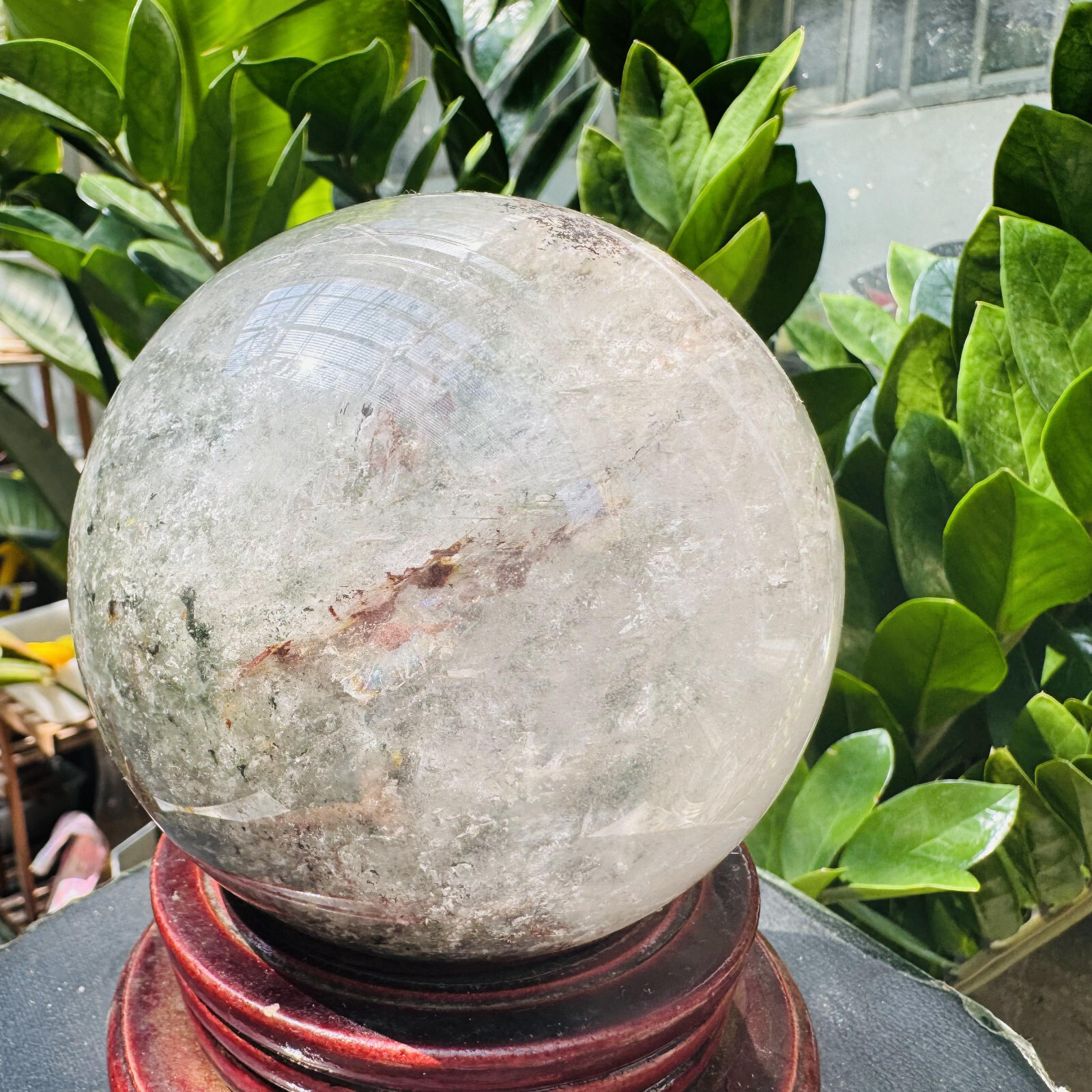 3.87LB Rare Natural Green Ghost phantom quart ball carved crystal sphere reiki
