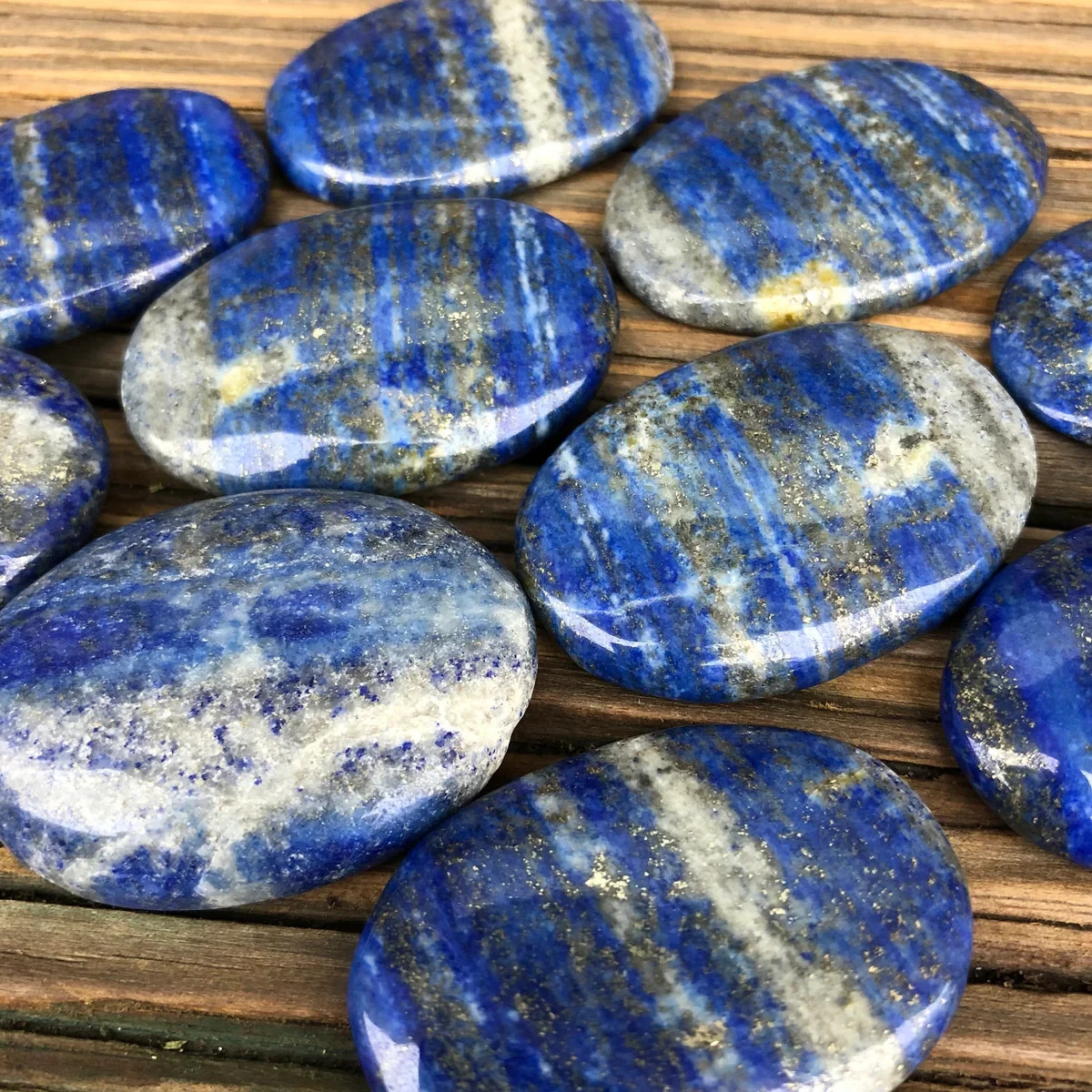 3pcs Lapis Lazuli Worry Stone Healing Palm Stone Energy Mineral Specimens Decor