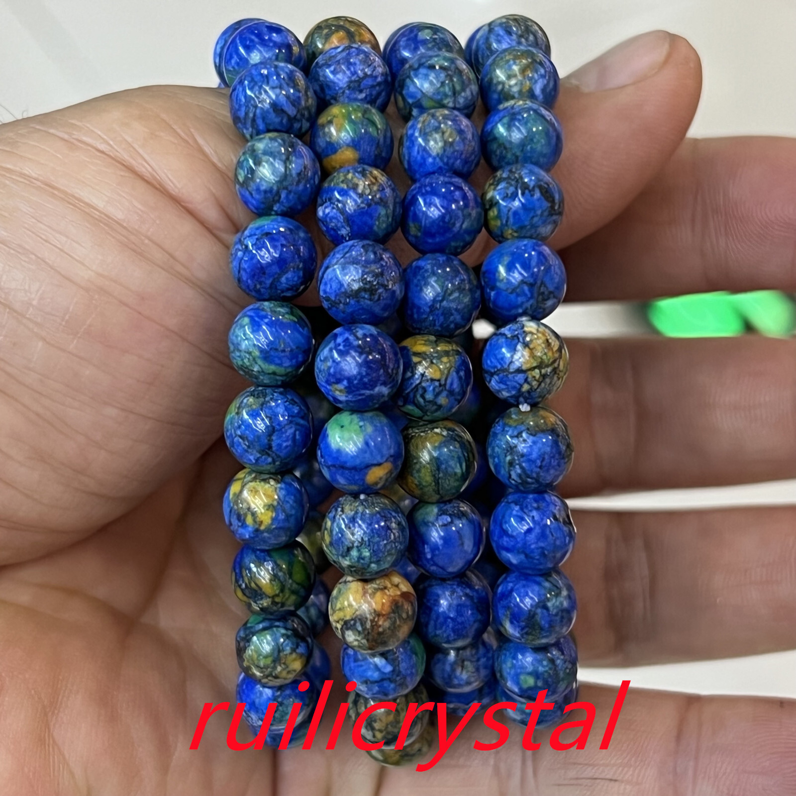 2pcs Natural chalcopyrite 8 mm 7.5″ Crystal Stretch Bracelet