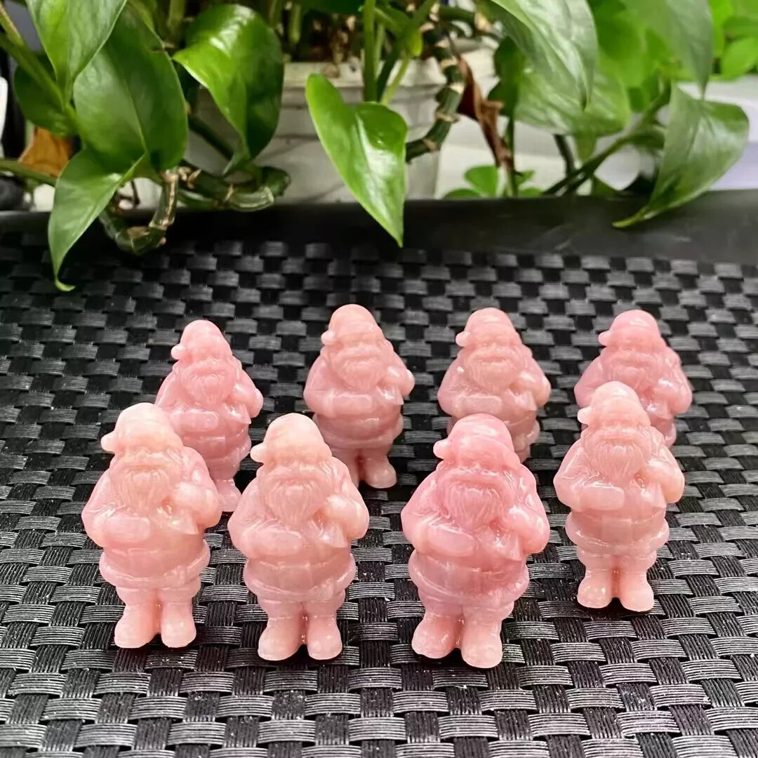1pc Natural Pink Opal Quartz Crystal Carved Christmas skull reiki healing Random