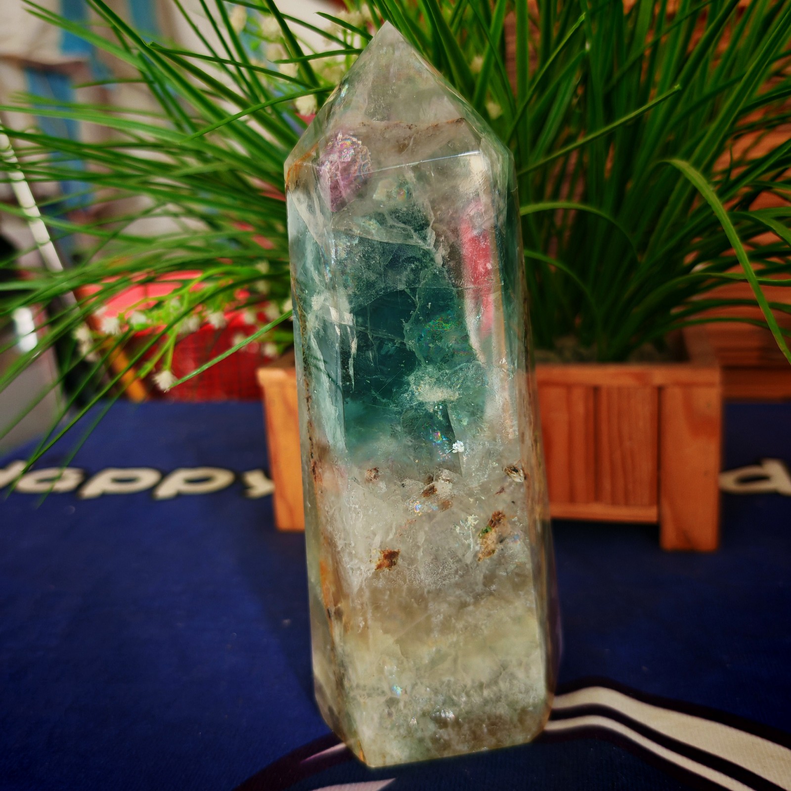 4.95LB Polishing and healing of natural colored fluorite crystal tower 2250g