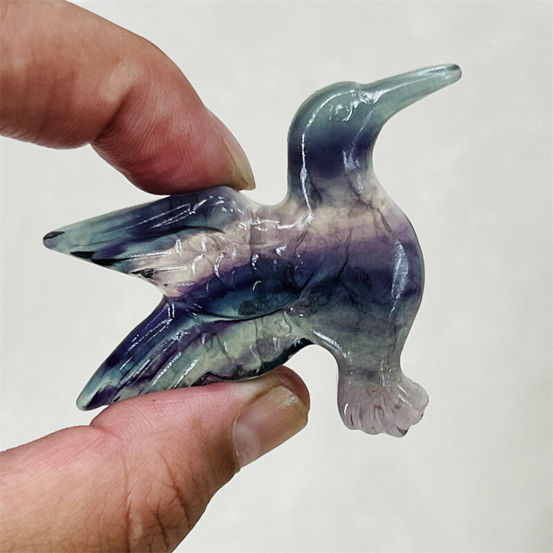 2.4″ Natural Fluorite Carved Phoenix bird Skull Quartz Crystal Skull Random 1PC
