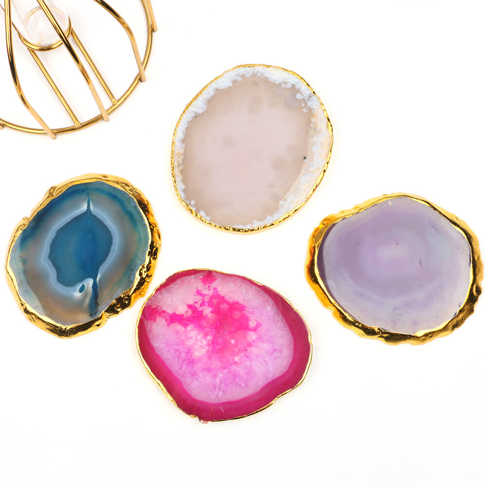 1x Natural Agate Geode Slices Druzy Crystal Coasters Cup Mat Pad Home Decor Gift