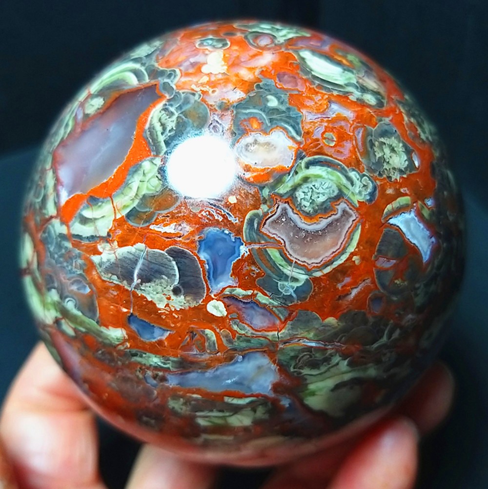 RARE 615.2g 76mm Natural Polished Colorful Agate Crystal Ball Healing A4894