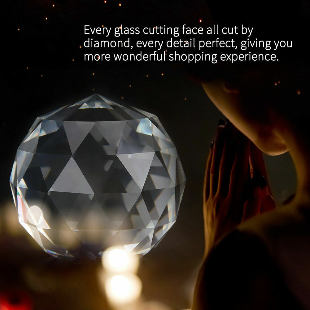 60/80mm Cut Crystal Sphere Prisms Glass Ball Faceted Gazing Suncatcher Crafts IS