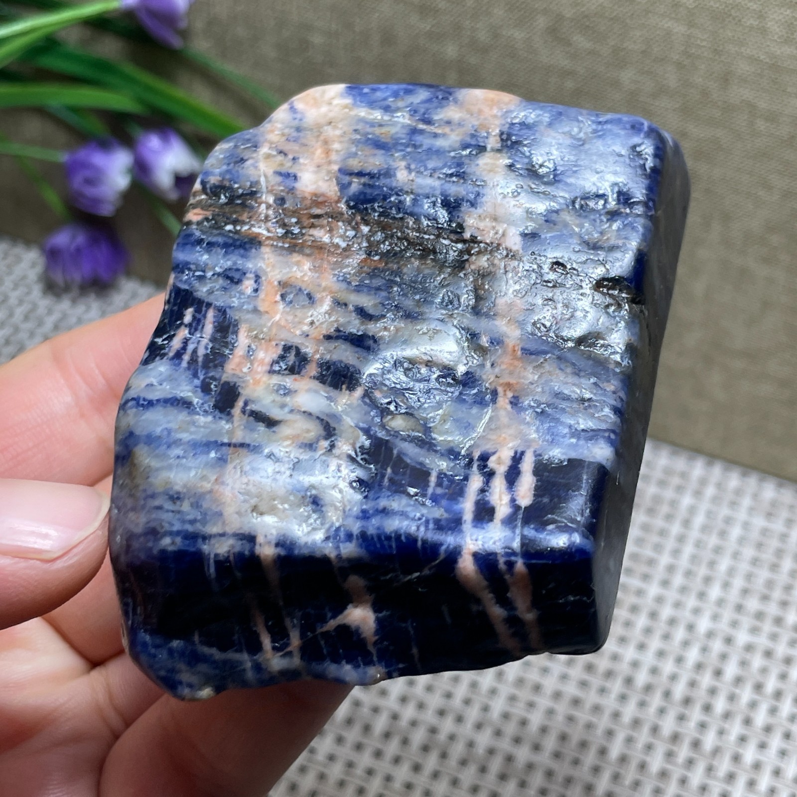 Natural Rough/ Polished blue sodalite Crystal Raw Gemstone Mineral Specimen 162g