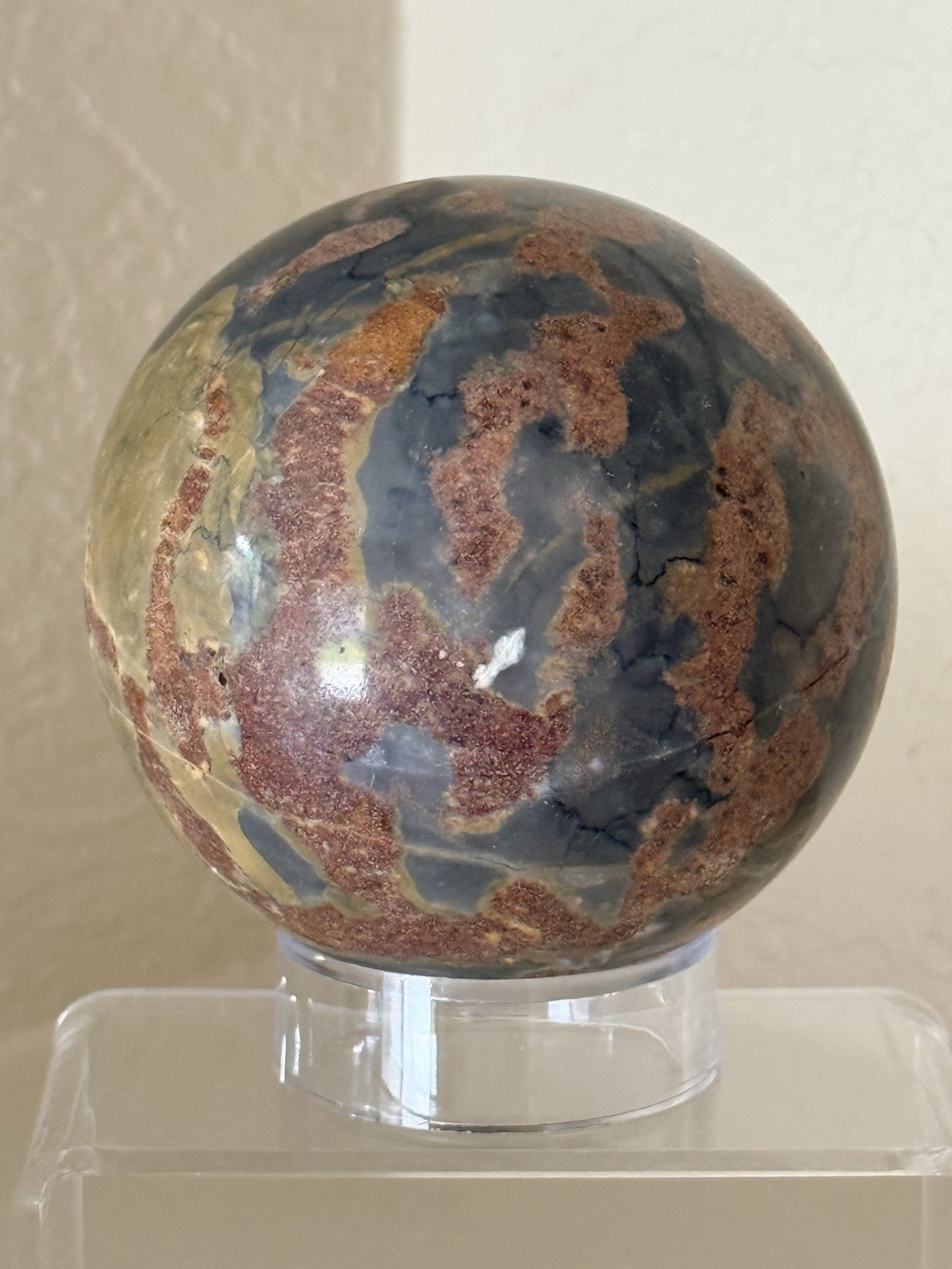 Vintage Polished Jasper Sphere Orb Home & Office Decor Paperweight 2.5” inch