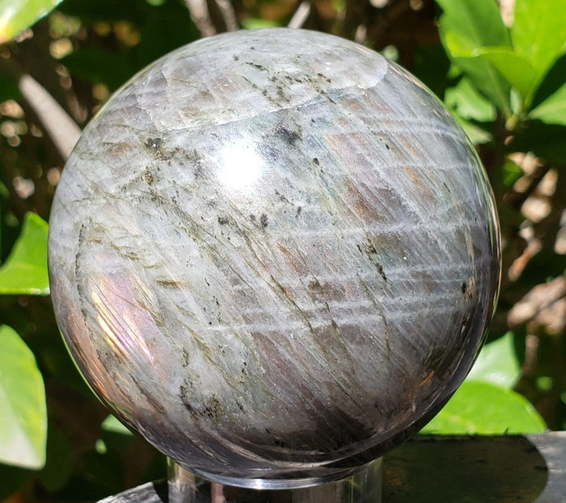 2.45″ Labradorite Mineral Crystal Iridescence Sphere Ball Orb Sunset Flash, 350g