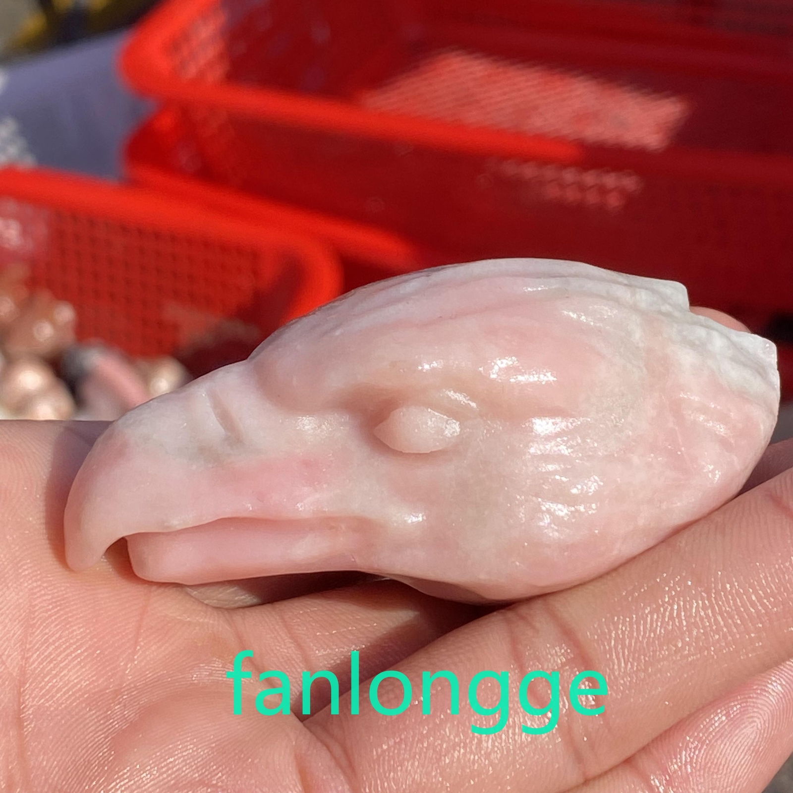 2.7″ Natural Pink opal Quartz Hand Carved Eagle Skull Crystal Gift Decor 1pcs