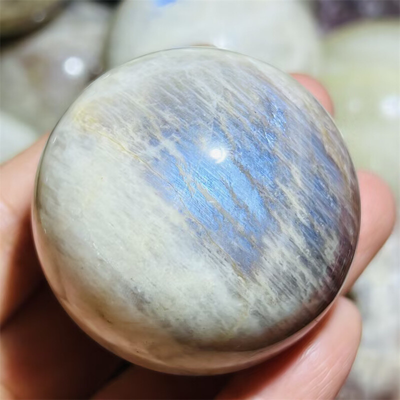 42mm+ Natural Gray moonstone sphere quartz Crystal starlight ball Healing 1pc