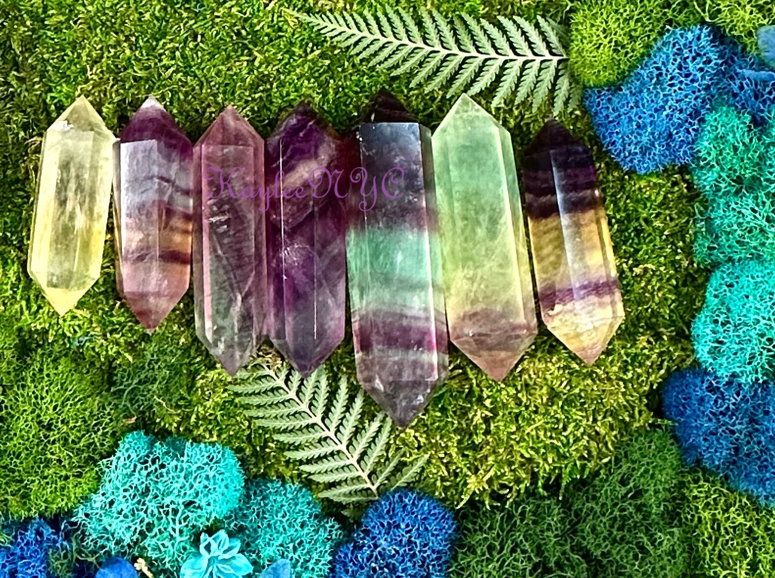 Wholesale Lot 1 Lb Natural Rainbow Fluorite Double Terminated Point Crystal