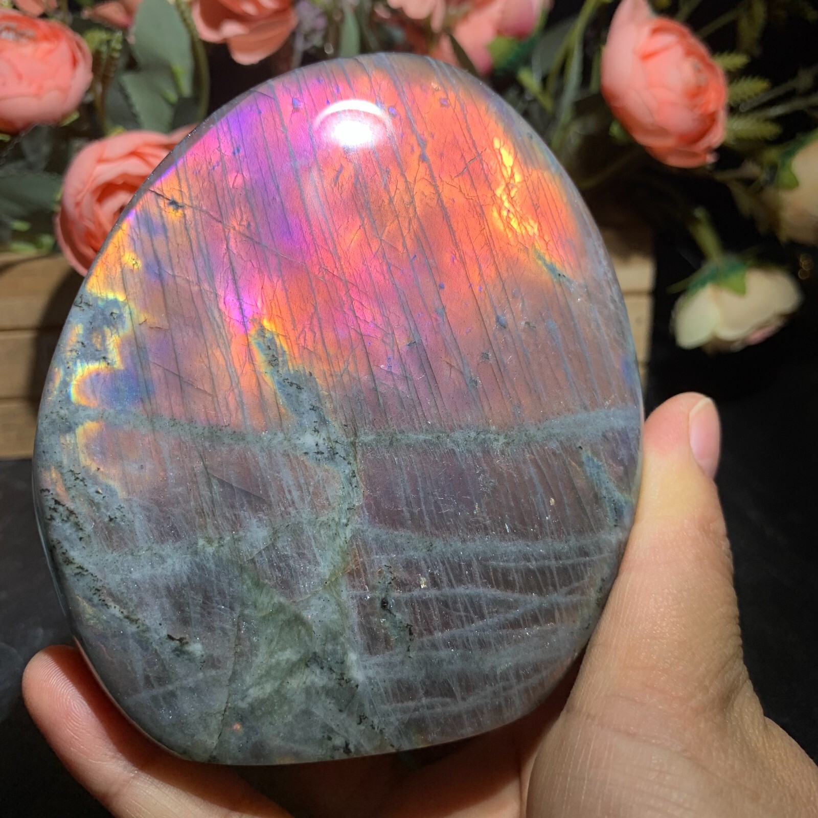 560g Natural Purple Labradorite Free Form Ornament Crystal Quartz Reiki 96mm