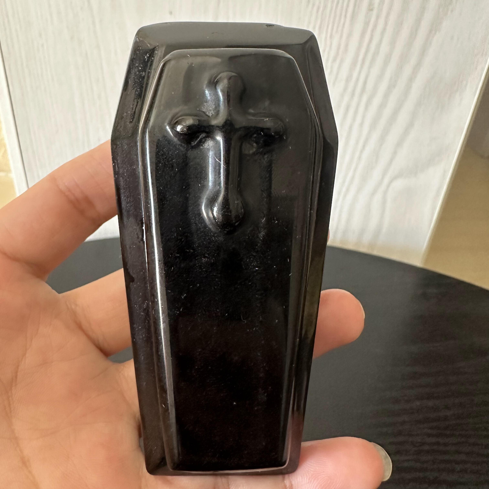 1pc natural obsidian quartz crystal handmade coffin skull healing decor