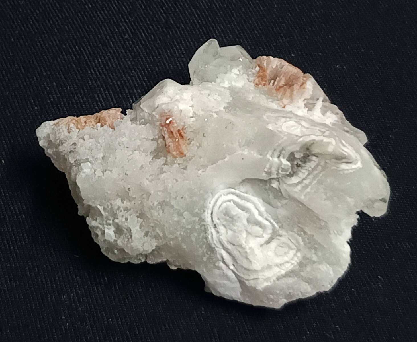 Apophyllite stunning w/ red stilbite crystals cluster spiceman