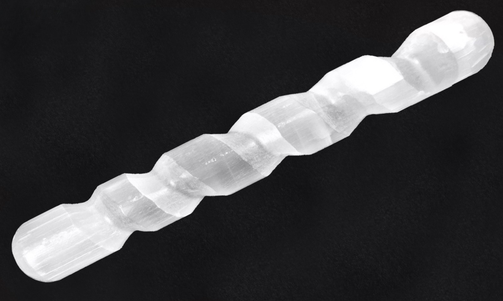 Polished Natural Selenite Crystal Massage Wand ” Smooth Spiral Energy Stick Log