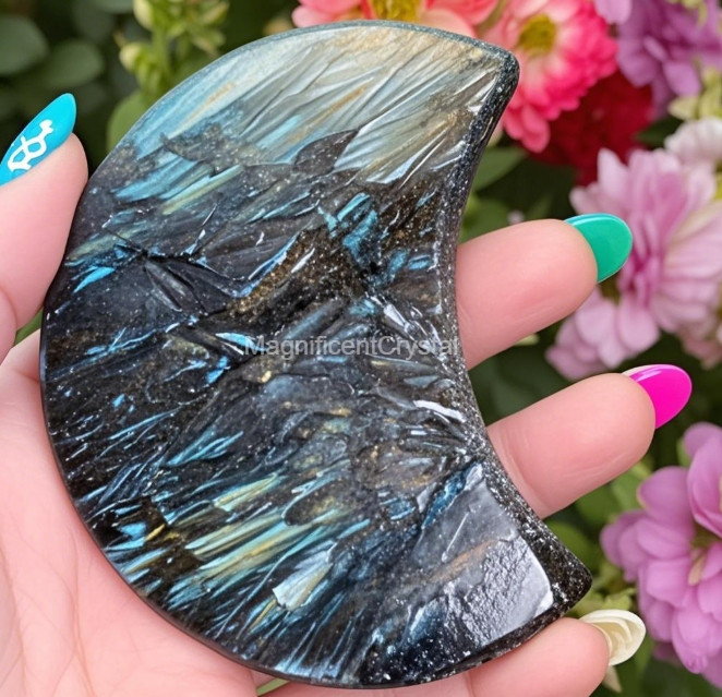 1pc Arfvedsonite Moon Stone Quartz Healing Reiki Gift Home Decor Energy Display