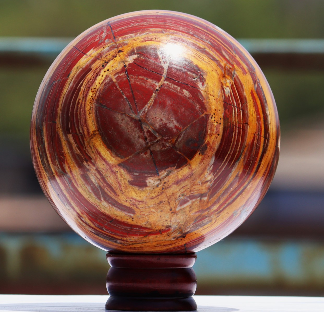 150mm Red Mookaite Jasper Stone Sphere Crystal Ball Healing Decor Reiki Gemstone