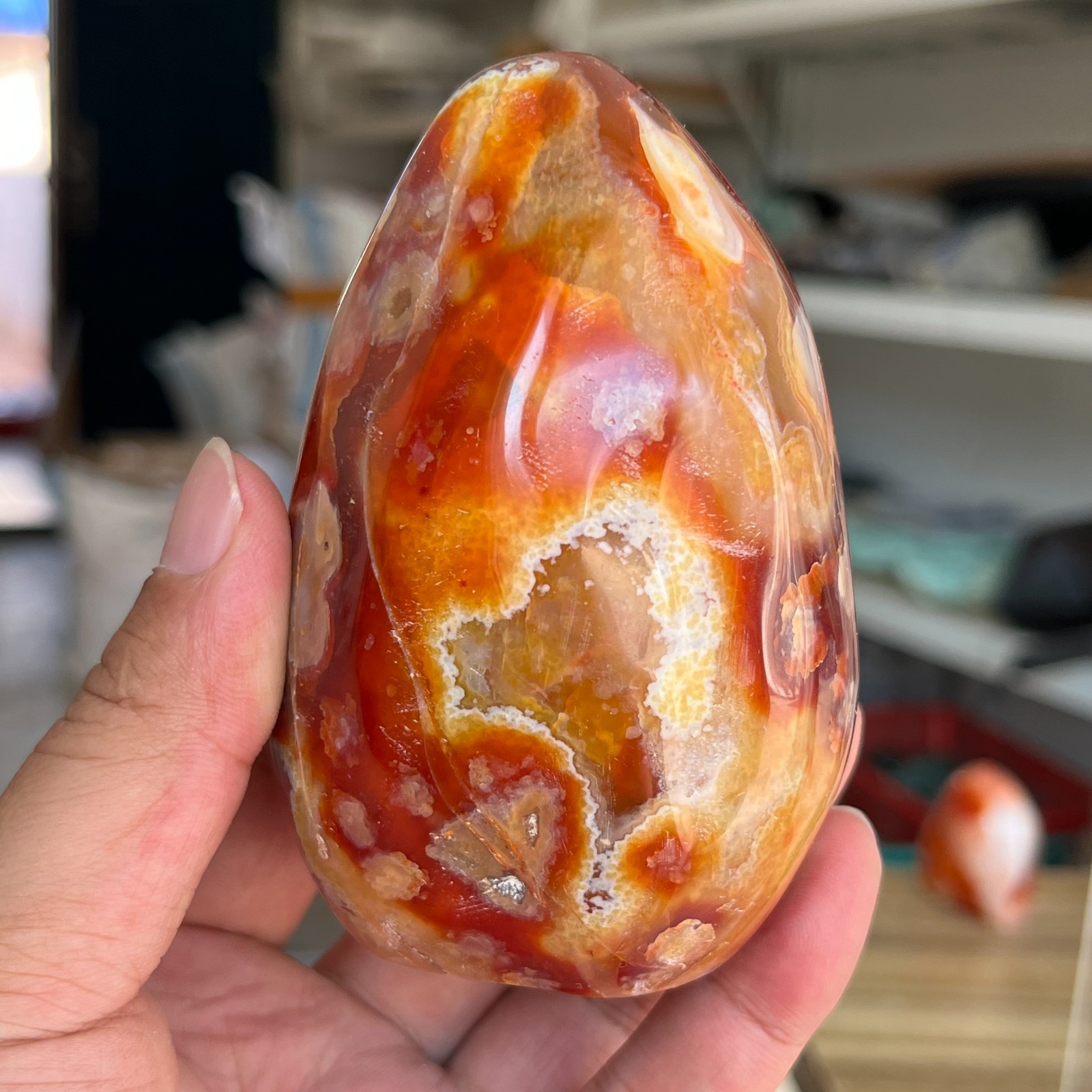530g High Quality Natural Red Agate Carnelian Crystal Mineral Specimen Healing
