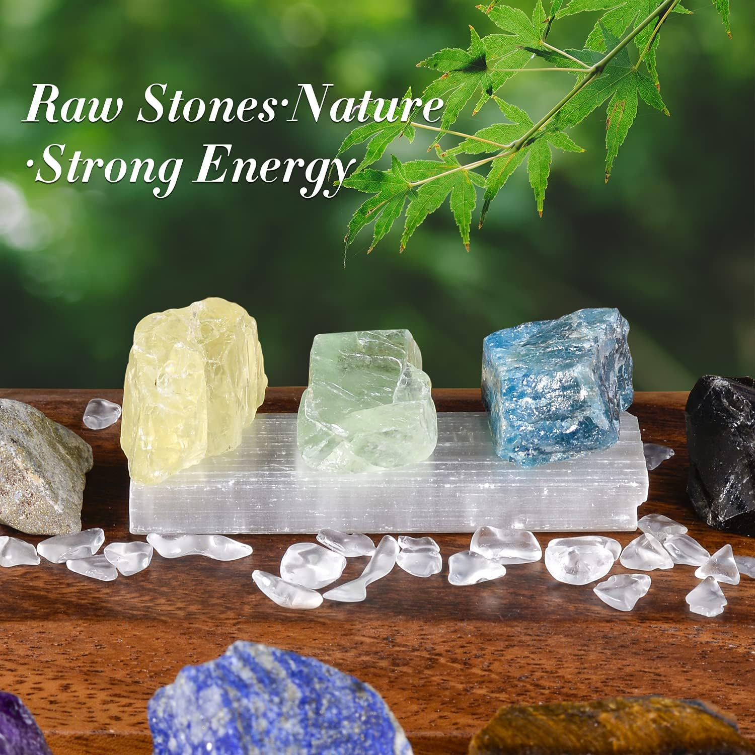 AOOVOO 17Pcs Crystals and Healing Stones, 14Pcs Real Raw Chakra Stones Set, Sele