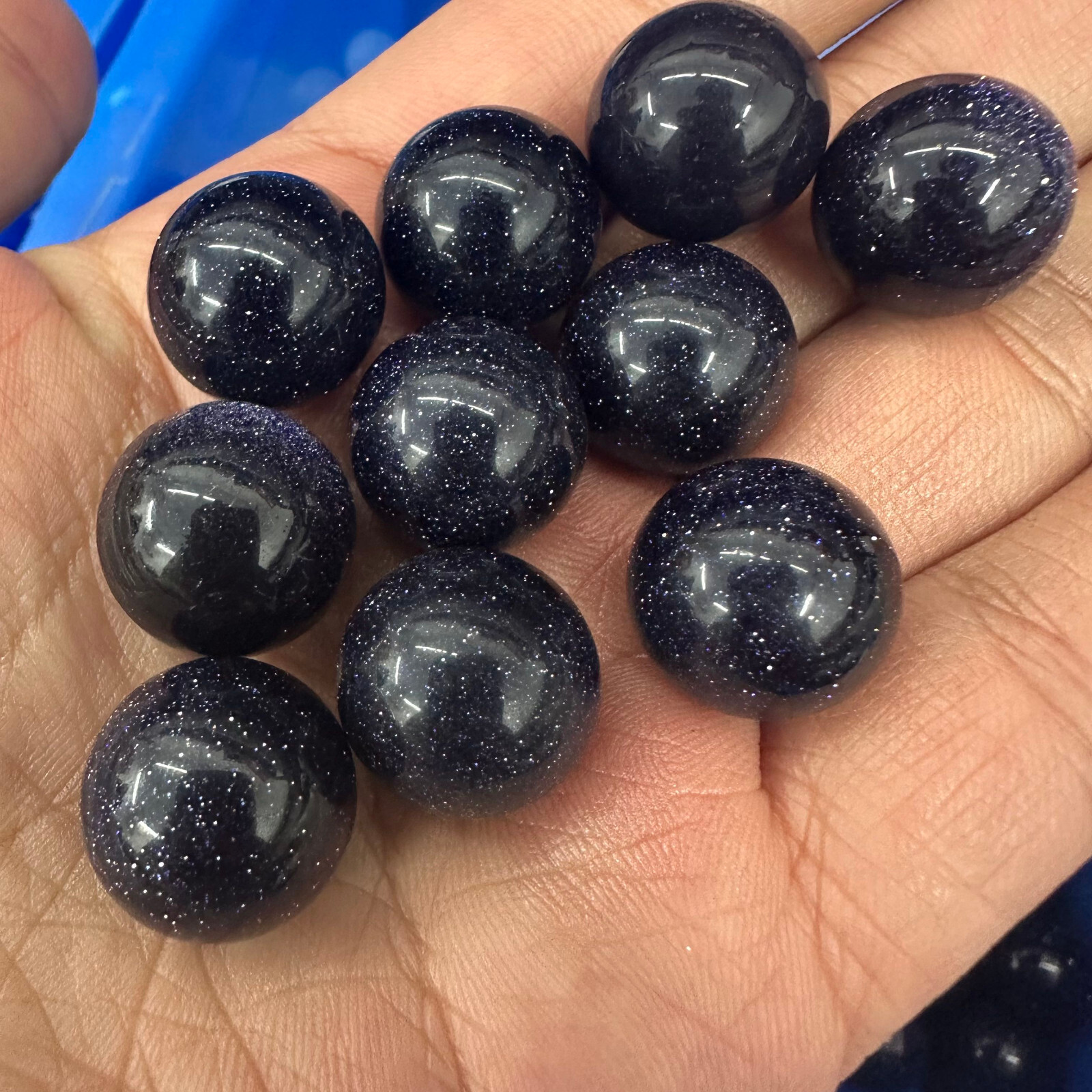 5PC Natural Blue Sands Ball Quartz Crystal Sphere Energy Healing Stone Gift