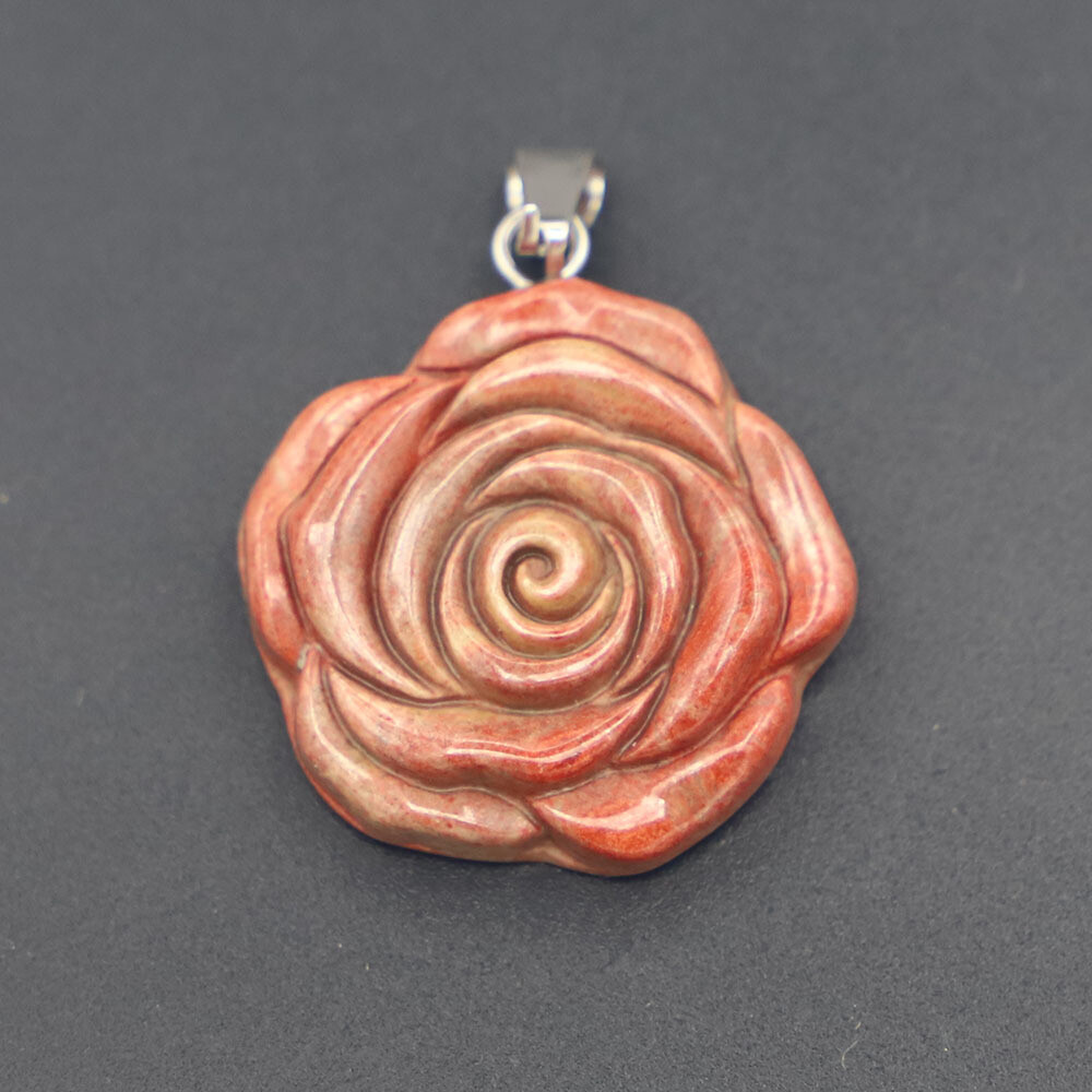 Natural gemstone crystal carved rose pendant Fashion Gift Healthy Healing