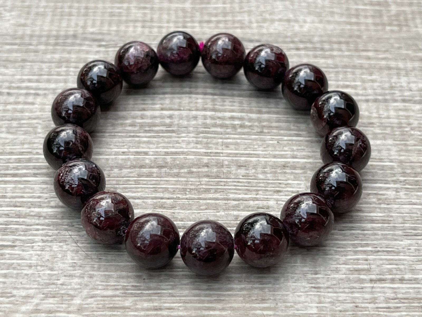 Grade A++ Garnet Crystal Bead Bracelet 12mm, Genuine Garnet Gemstone Bracelet