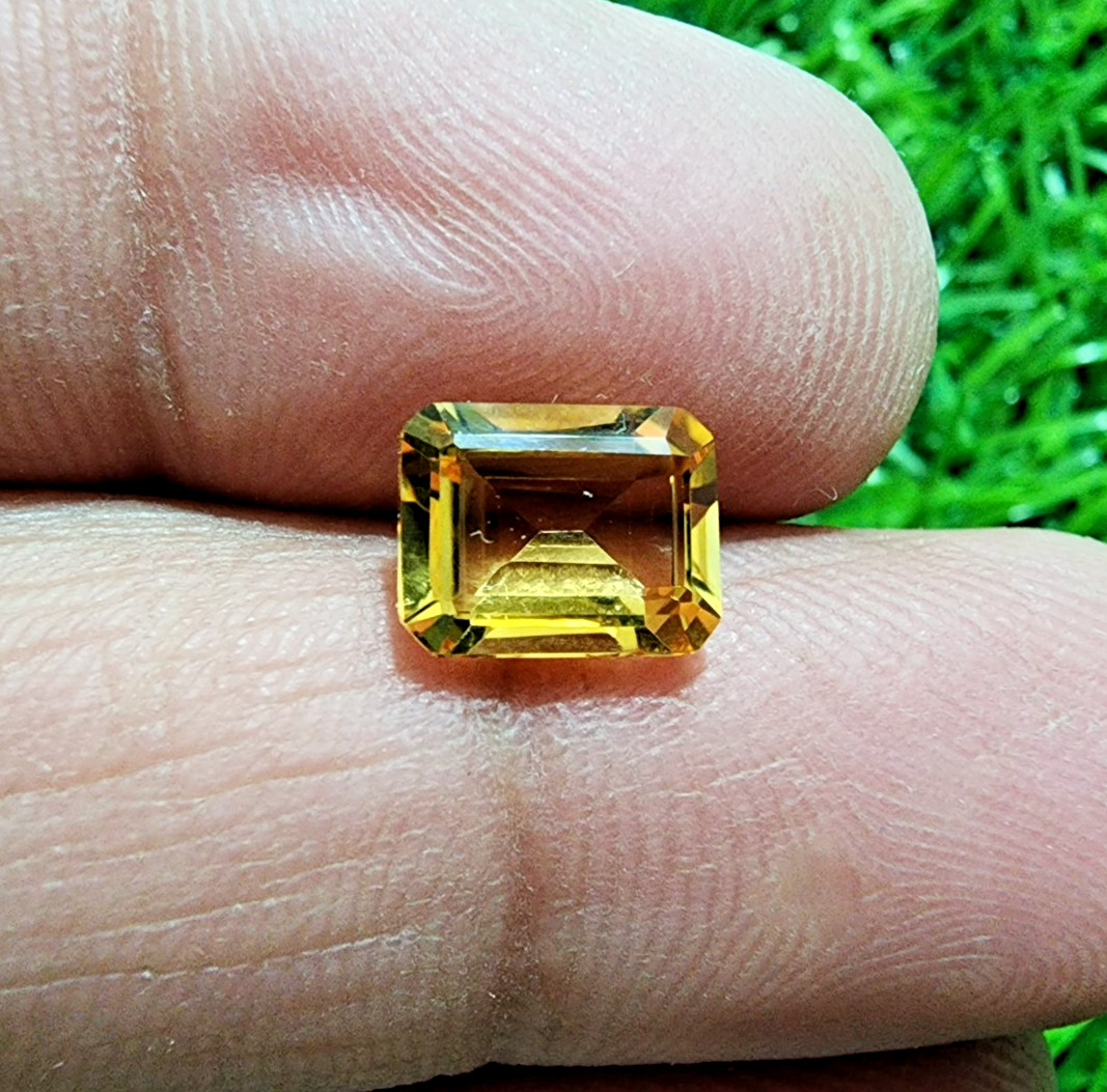 Rare Golden Citrine Topaz Loose Emerald Cut Gem 1.90 Ct Natural Faceted