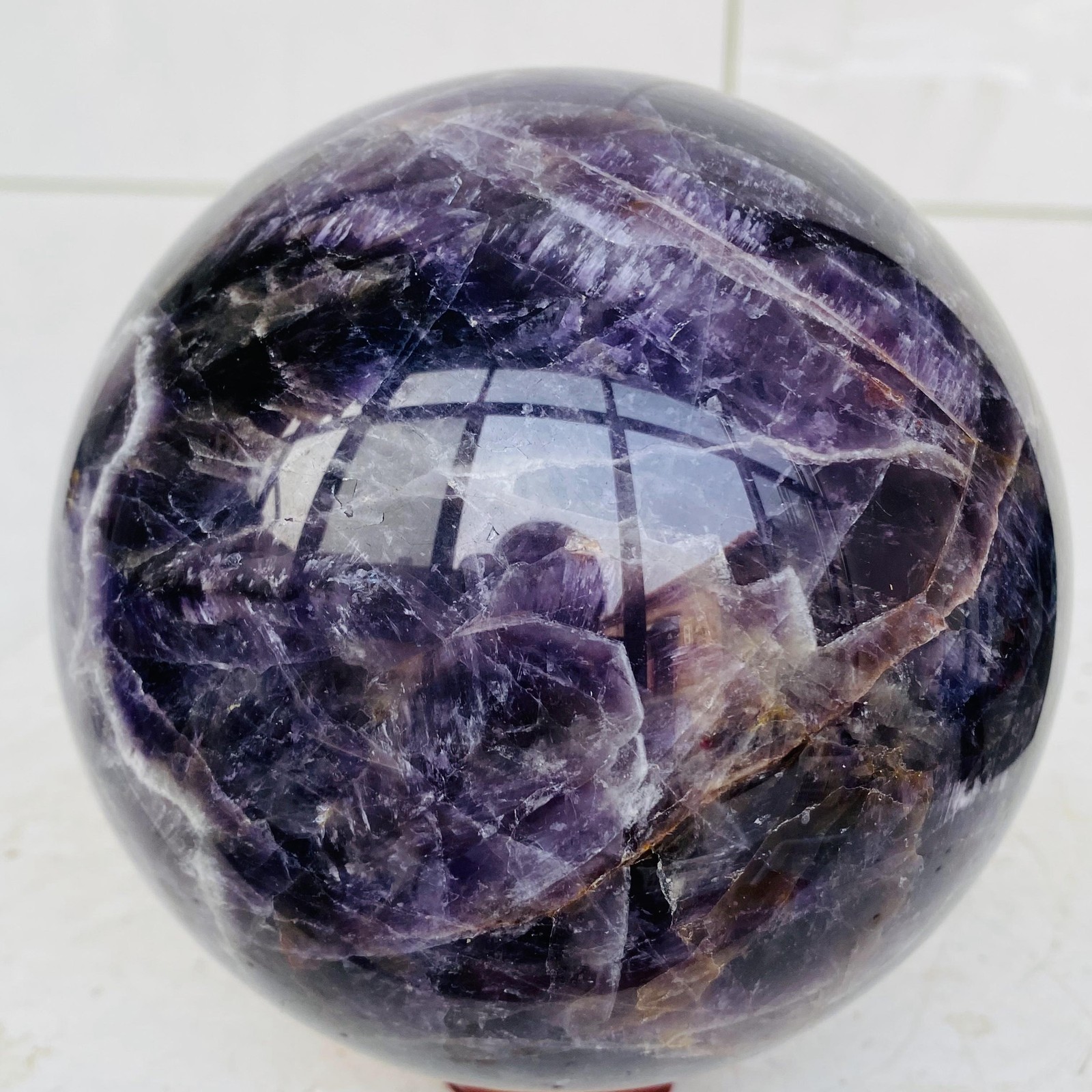Natural Dream Amethyst Quartz Crystal Sphere Ball Healing 2580g
