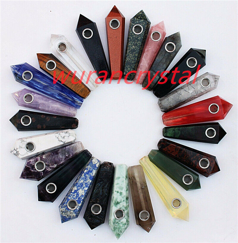 Natural Quartz Crystal Smoking Pipe Obelisk Point Rock Wand Reiki Healing Stone