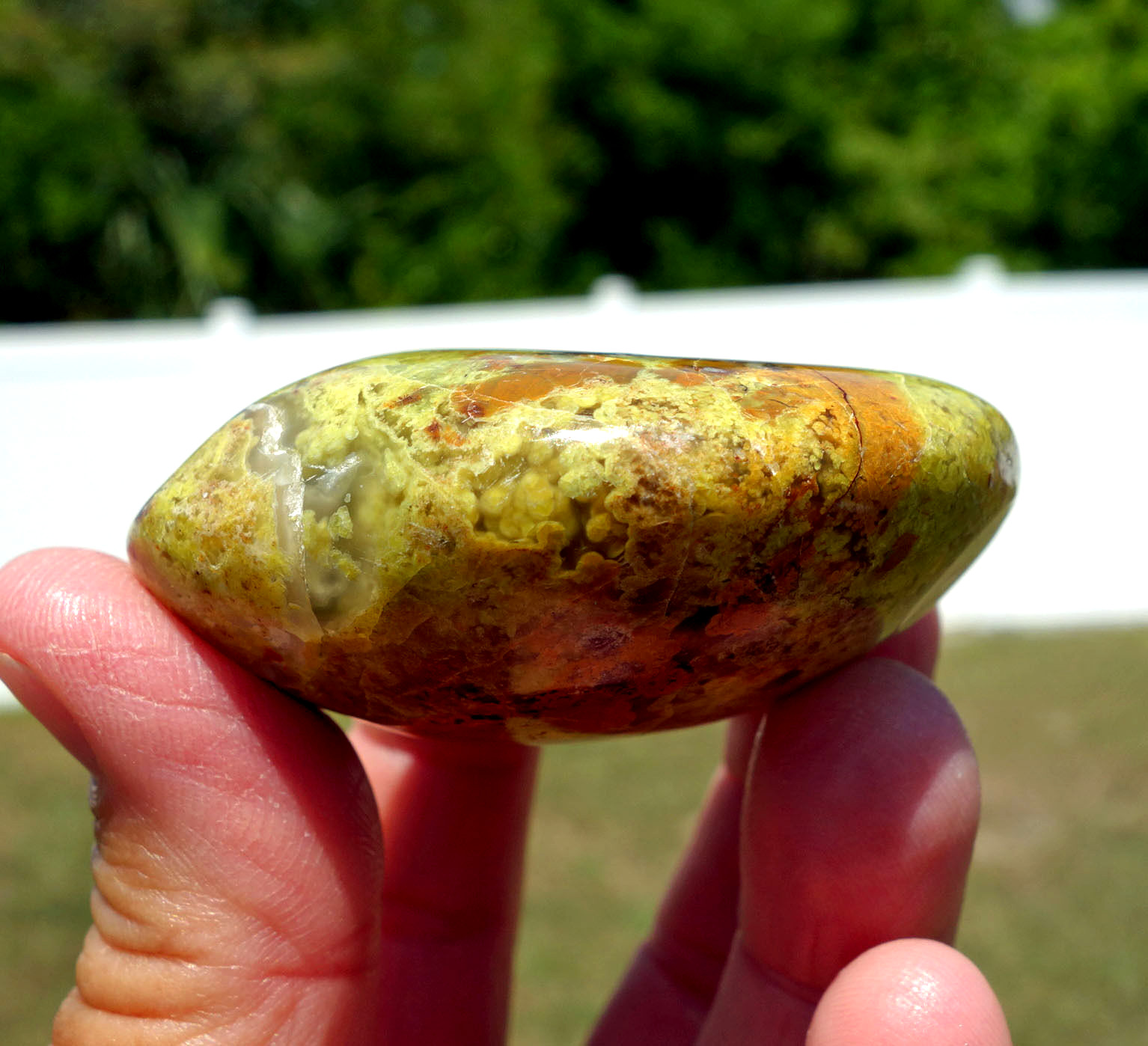 GREEN OPAL Crystal Massage Psychic Devopment Stone oPalm Stone w Quartz Vug