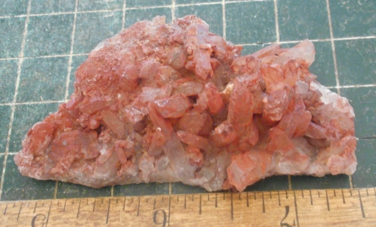 Red Quartz Crystal Cluster Plate, Goede, Cathedral, Natural Specimen. 2.9″