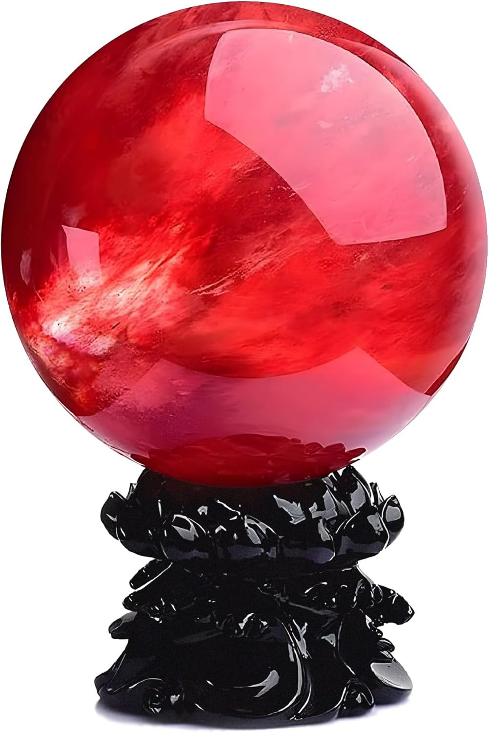 Red Obsidian Ball with Stand, 4 Inch Natural Red Crystal Ruby Ball Sphere Meltin