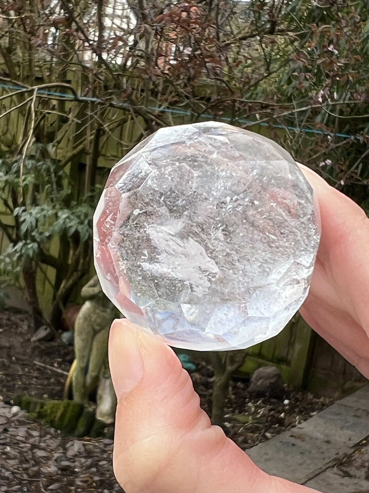 Clear Quartz Hand Faceted Large Crystal Ball AAA+ 40mm Diameter Freestanding 23
