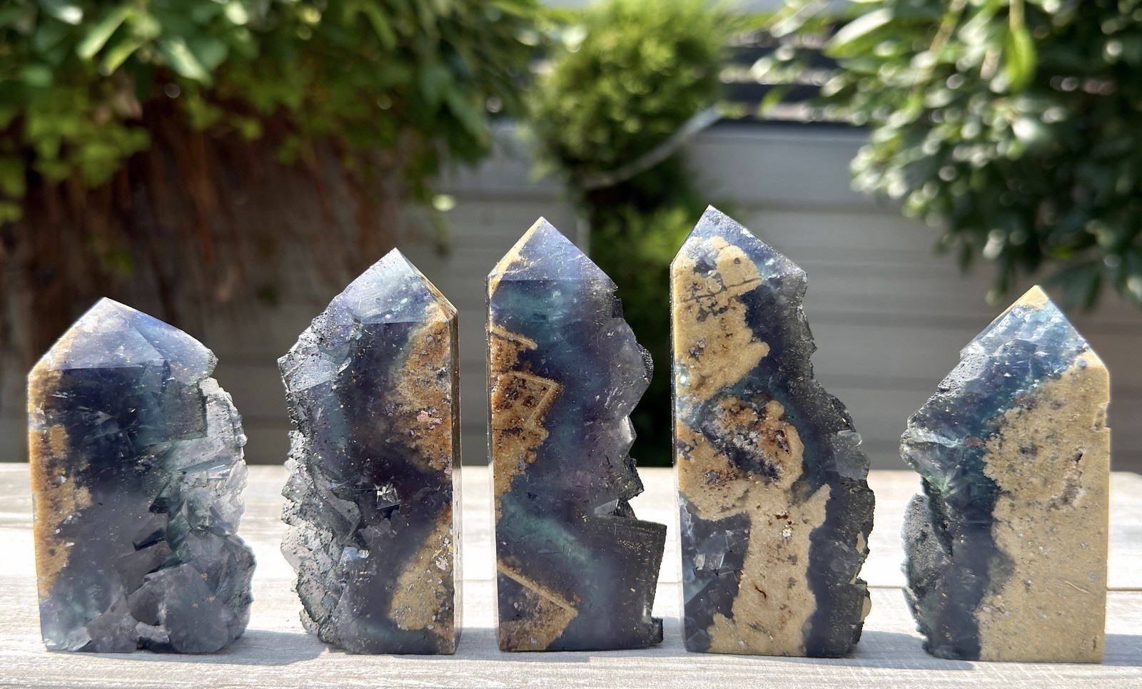 Wholesale 2 Lbs Blue Cubic Fluorite With Pyrite Tower Natural Crystal Energy
