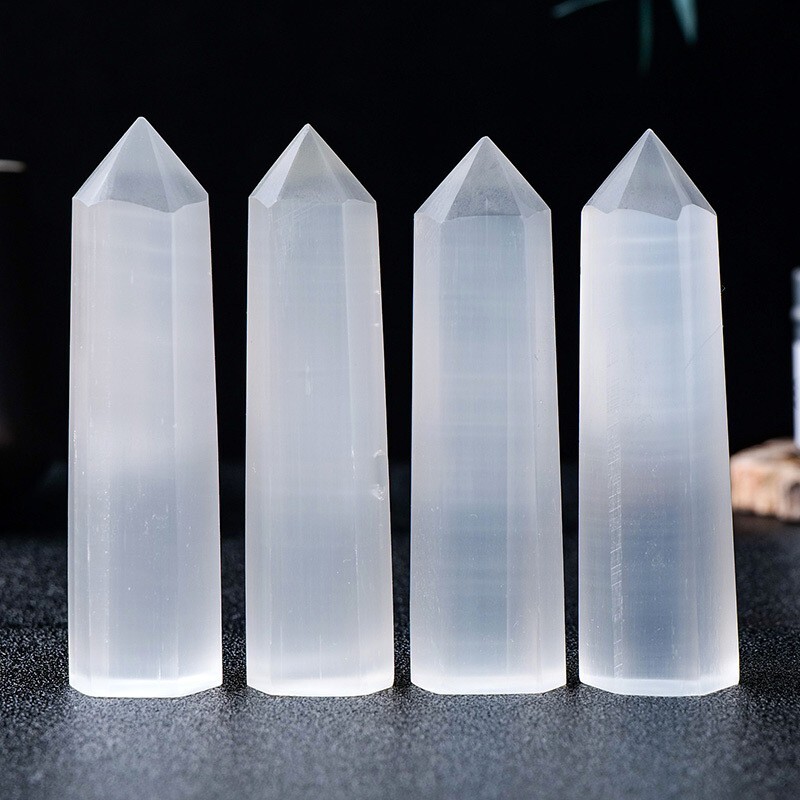 Selenite Crystal Tower Point Healing Meditation Chakra Obelisk Housewarming Gift