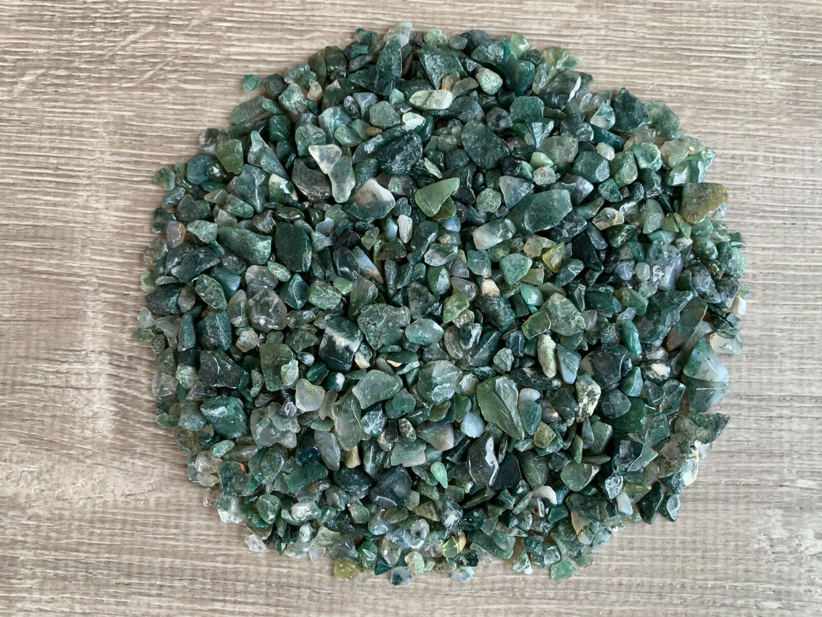 Moss Agate Semi Tumbled Gemstone Mini Chips 5-15 mm, Wholesale Bulk Lot