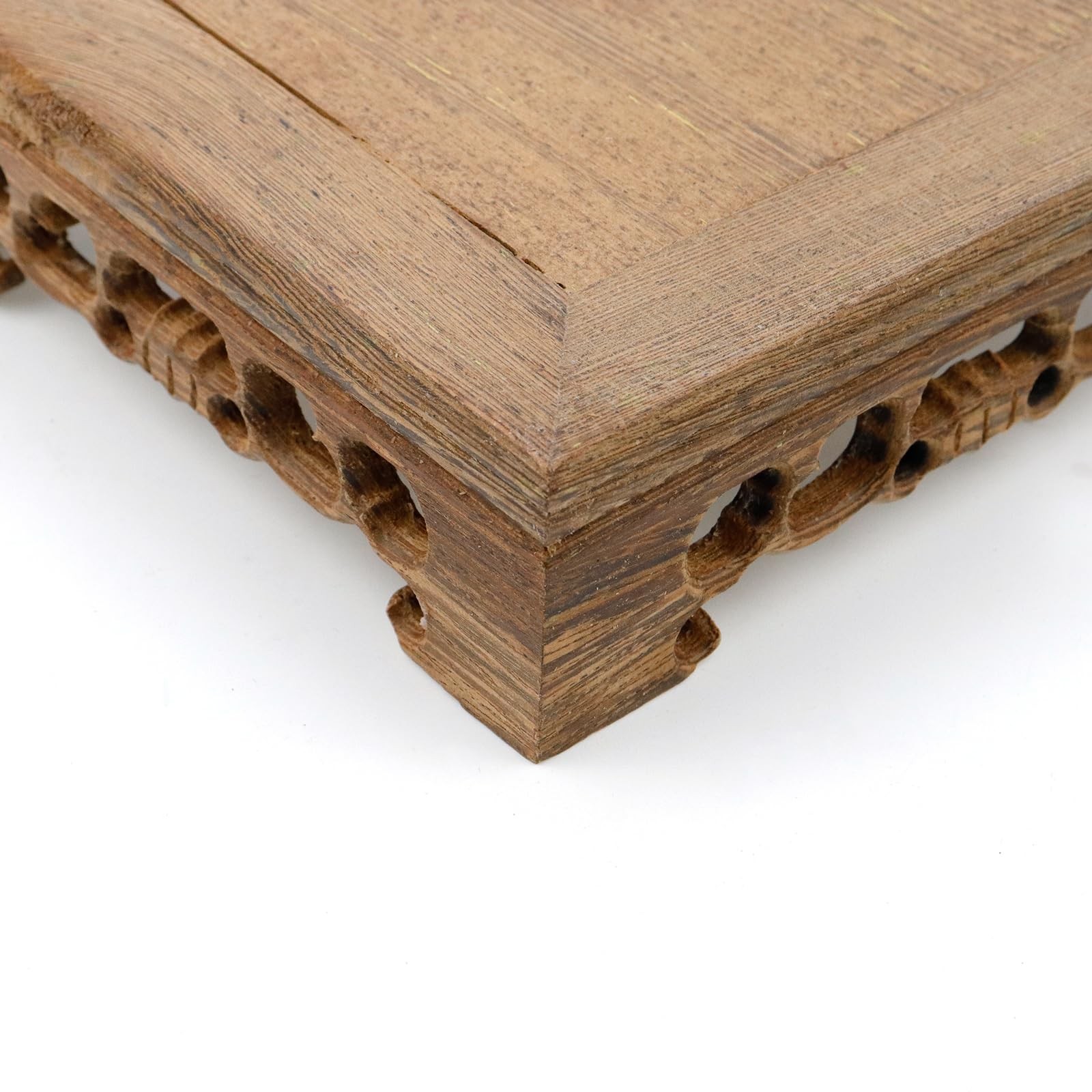 Wooden Display Stand Base 4.72″×4.72″ Square Wood Carved Pedestal Oriental St…