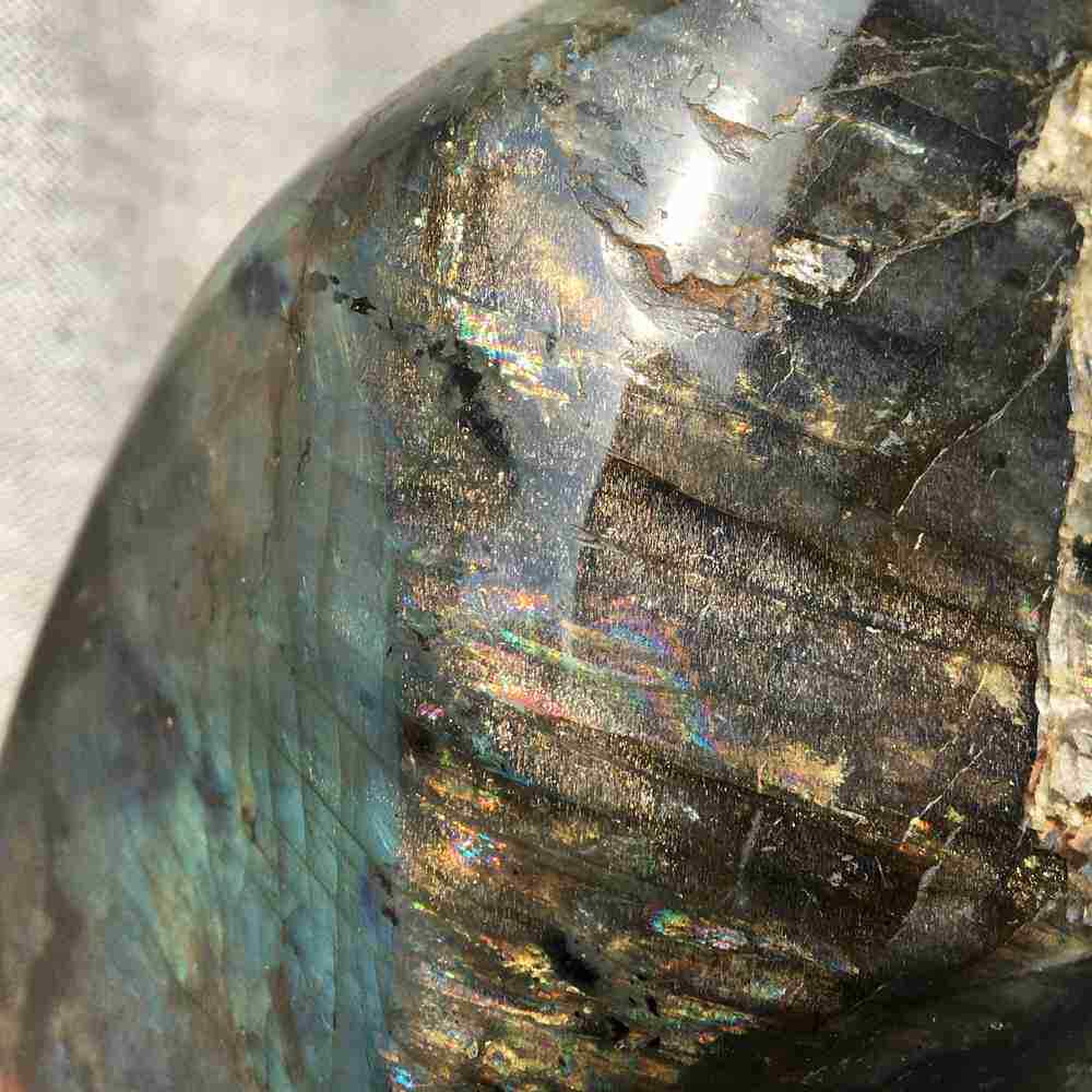 3.03LB Natural Labradorite Quartz Crystal Spectrolite Mineral Specimen Healing