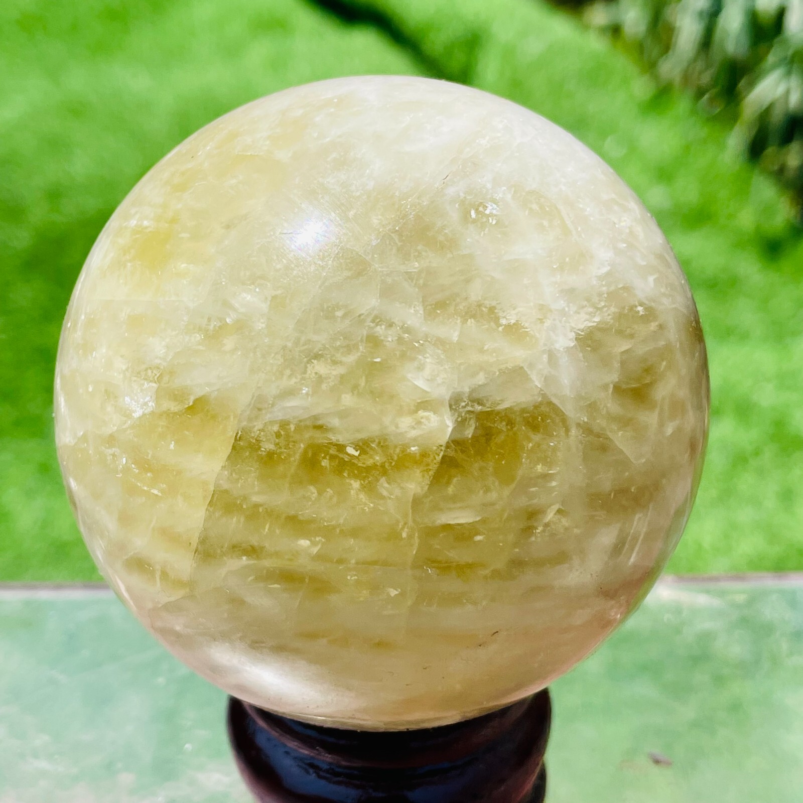 478g Natural Clear Yellow Citrine Quartz Crystal Sphere Energy Ball Healing