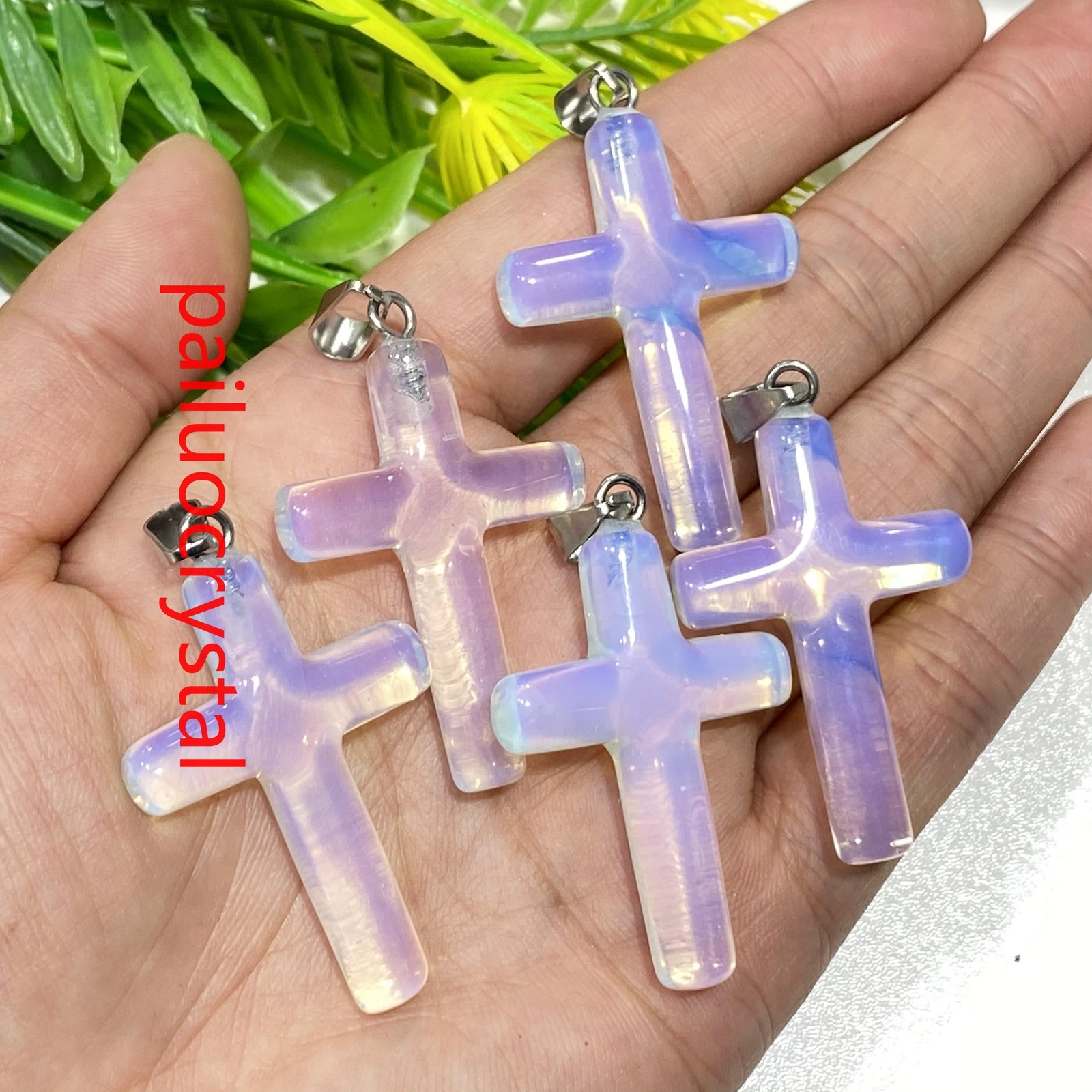 1.8″ Opalite Cross Quartz Crystal Skull Carved Pendant Reiki Healing Gem 1pc