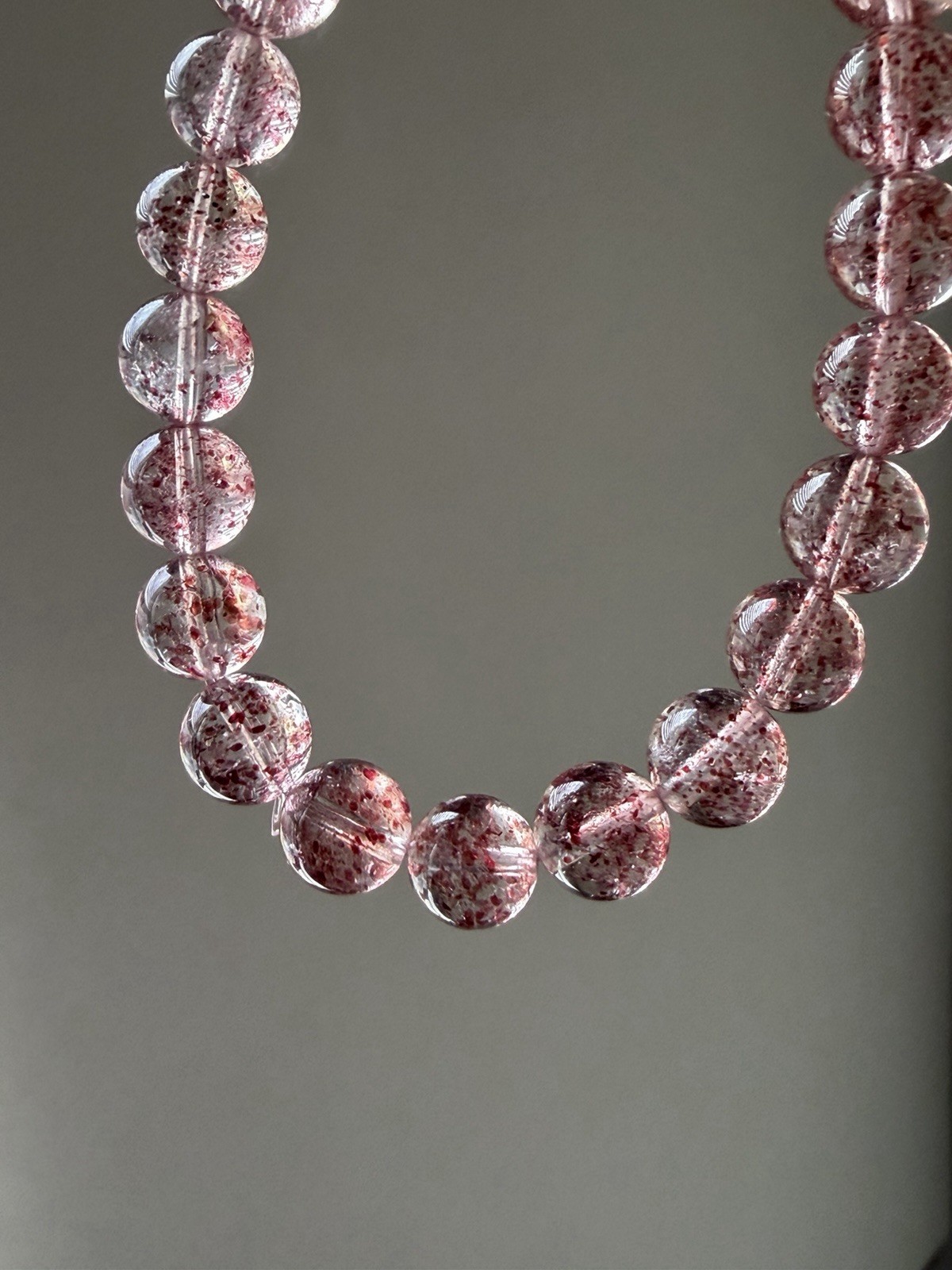 AAA+ Lepidocrocite in Clear Quartz Strawberry Bracelet | Full Red Inclusion