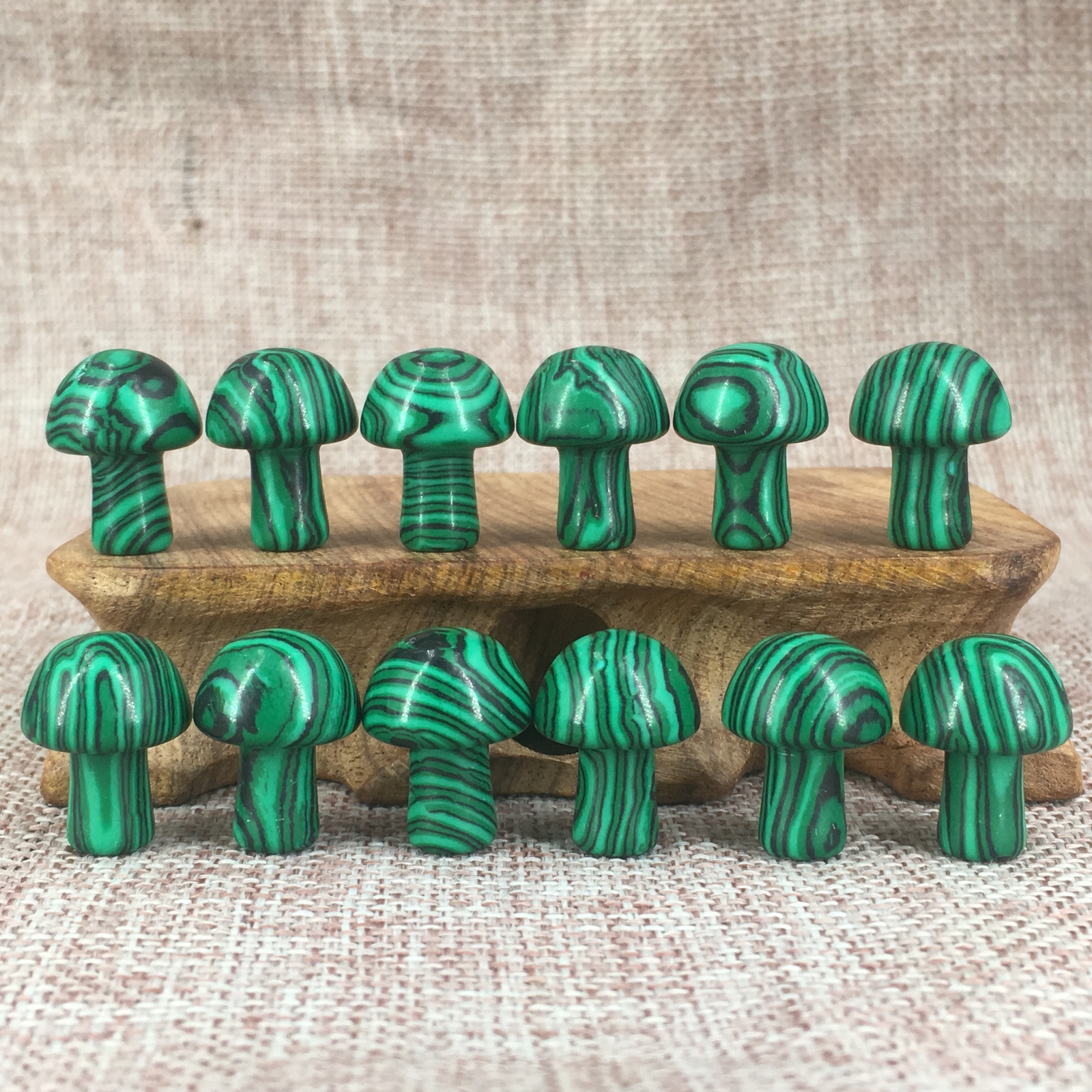 20pcs Mini Artificial Malachite Stone Mushroom Hand Carved Crystal Healing GQ